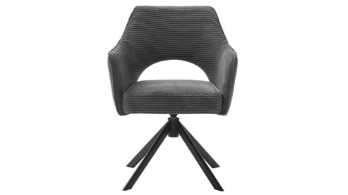 Vierfußstuhl PARTNERRING COLLECTION aus Stoff in Anthrazit PARTNERRING COLLECTION Armlehnstuhl Tamega mit Drehfunktion anthrazitfarbener Breitcord & schwarzes Metall