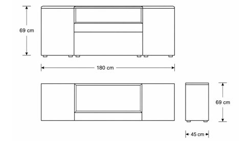 Sideboard Interliving aus Holz in Grau Interliving Wohnzimmer Serie 2031 - Sideboard Grau & Risseiche - zwei Türen, zwei Schubladen, Breite ca. 180 cm