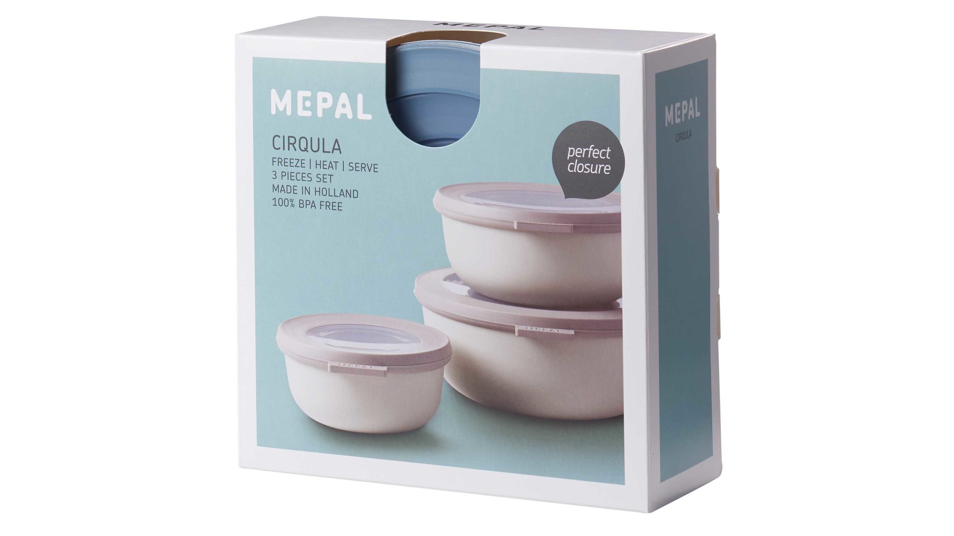 Dose Mepal aus Kunststoff in Hellblau MEPAL Multischüssel-Set Cirqula nordisch blauer Kunststoff – dreiteilig, flache Ausführung