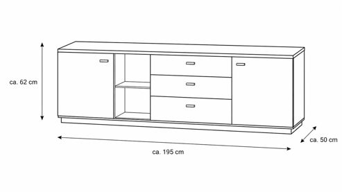Wohnwand Interliving aus Holz in Holzfarben Interliving Wohnzimmer Serie 2025 - Wohnwand Wildeiche, Anthrazit & Kork - dreiteilig, Breite ca. 325 cm