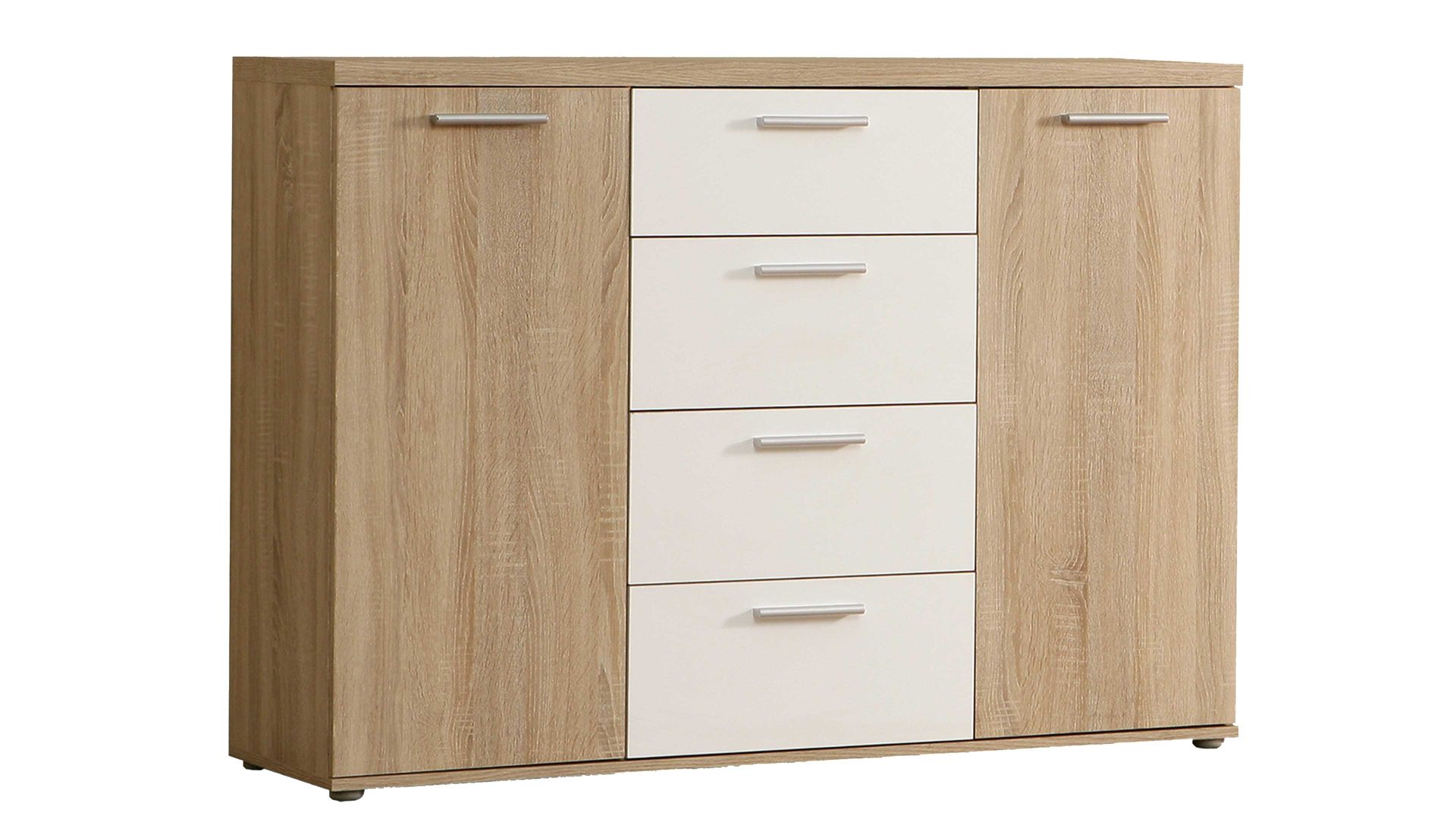 Kombikommode Forte® aus Holz in Holzfarben Kombikommode Winnie Sonoma Eiche & Weiß – zwei Türen, vier Schubladen