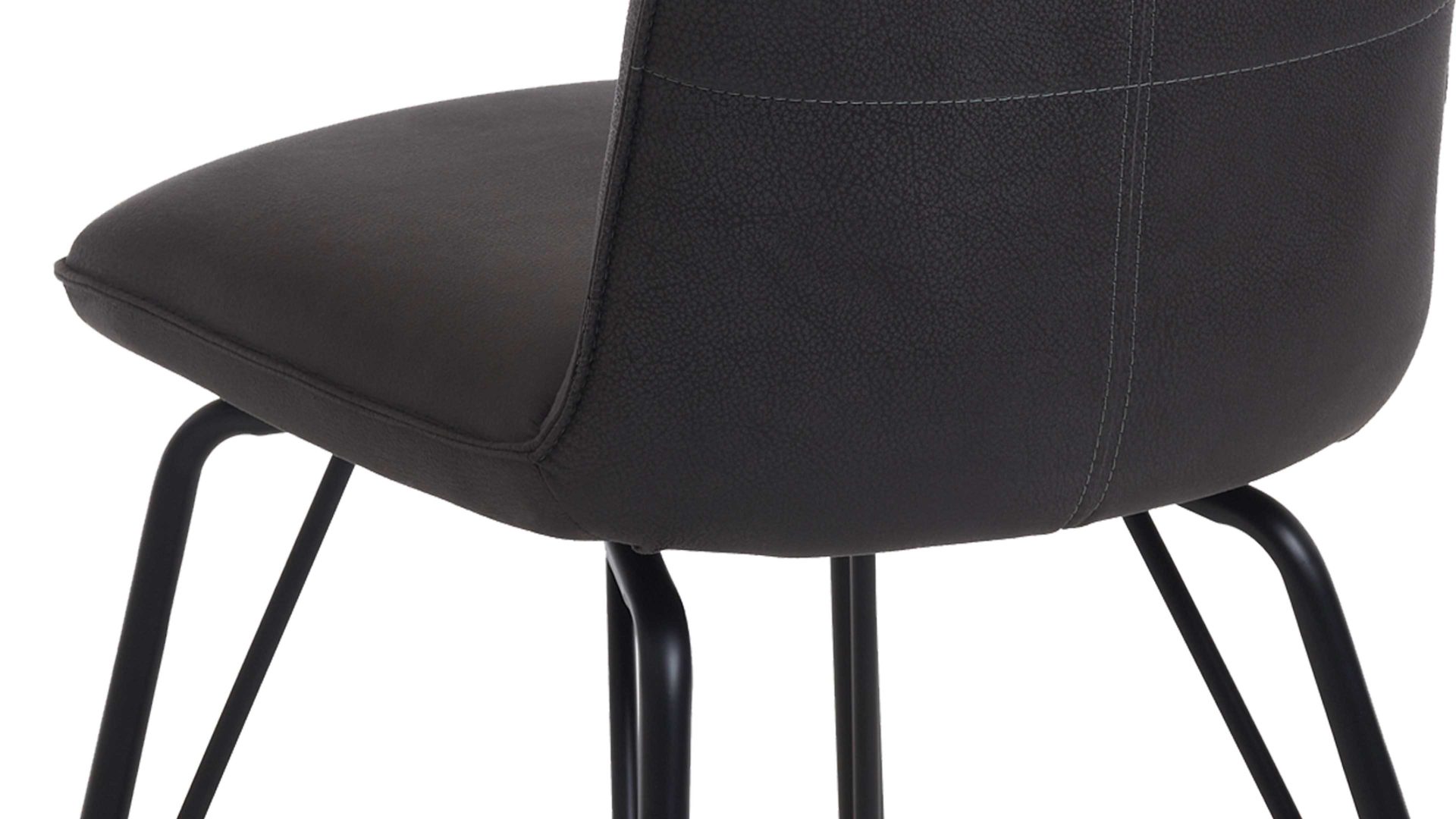 Vierfußstuhl Habufa® aus Leder in Schwarz HABUFA® Esszimmerstuhl Bella schwarzer Velours Rocky & schwarze Metallfüße