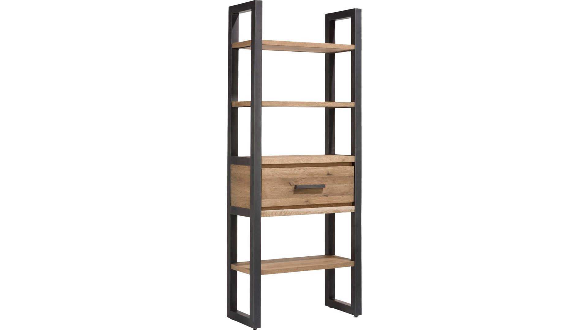 Regal WOODS & TRENDS aus Holz in Holzfarben WOODS & TRENDS Regal Brooklyn mit Schublade Railway braunes Eichefurnier – drei Böden, eine Schublade