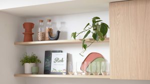 Einbauküche culineo® aus Holz in Holzfarben Culineo® Einbauküche C187 mit Einbaugeräten Eiche Como & Magnolie - Länge ca. 460 cm