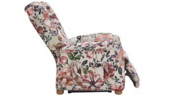 Ohrensessel Steinpol polsteria aus Stoff in Mehrfarbig Ohrensessel mit Motor floraler Stoffbezug Aster beige & Eiche biancofarbene Holzfüße - ein Motor