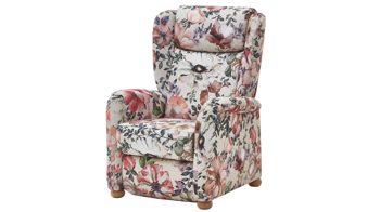 Ohrensessel Steinpol polsteria aus Stoff in Mehrfarbig Ohrensessel mit Funktion floraler Stoffbezug Aster beige & Eiche biancofarbene Holzfüße