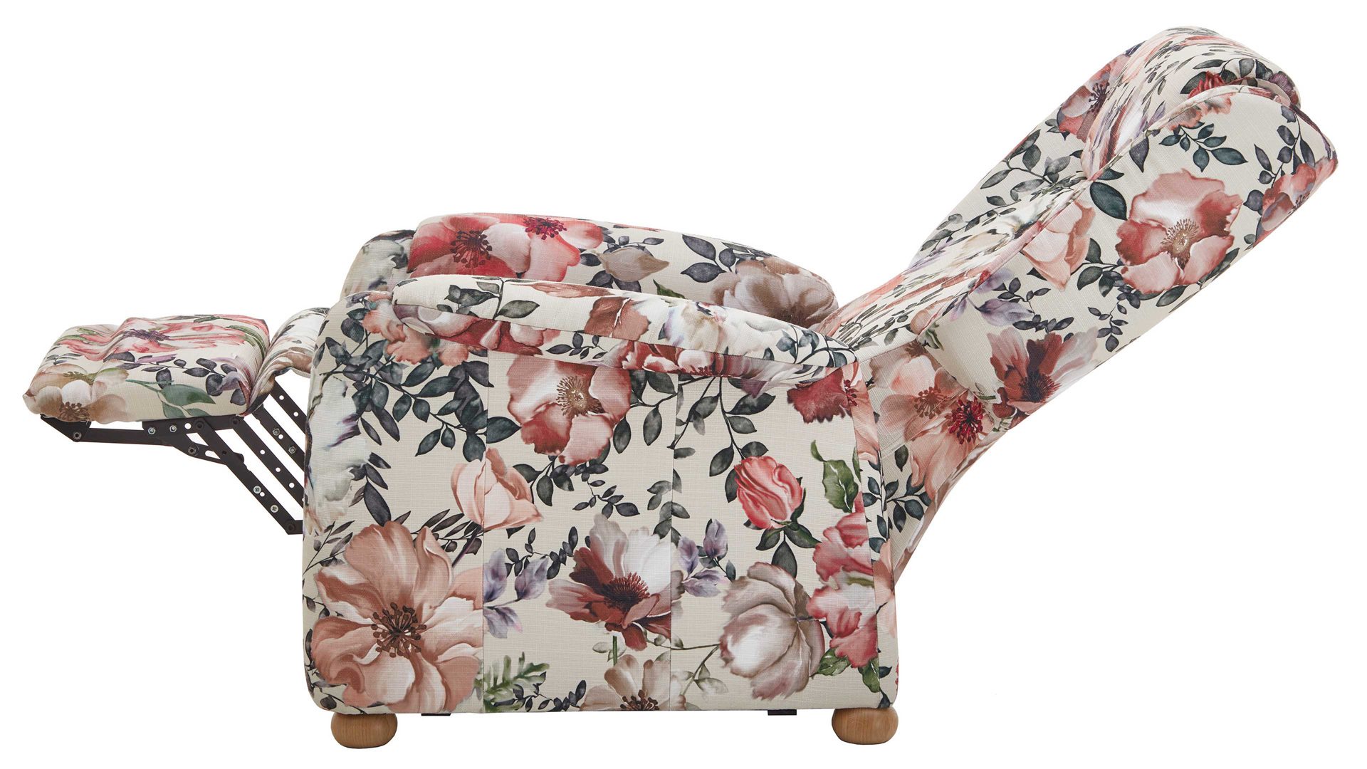 Ohrensessel Steinpol polsteria aus Stoff in Mehrfarbig Ohrensessel mit Funktion floraler Stoffbezug Aster beige & Eiche biancofarbene Holzfüße