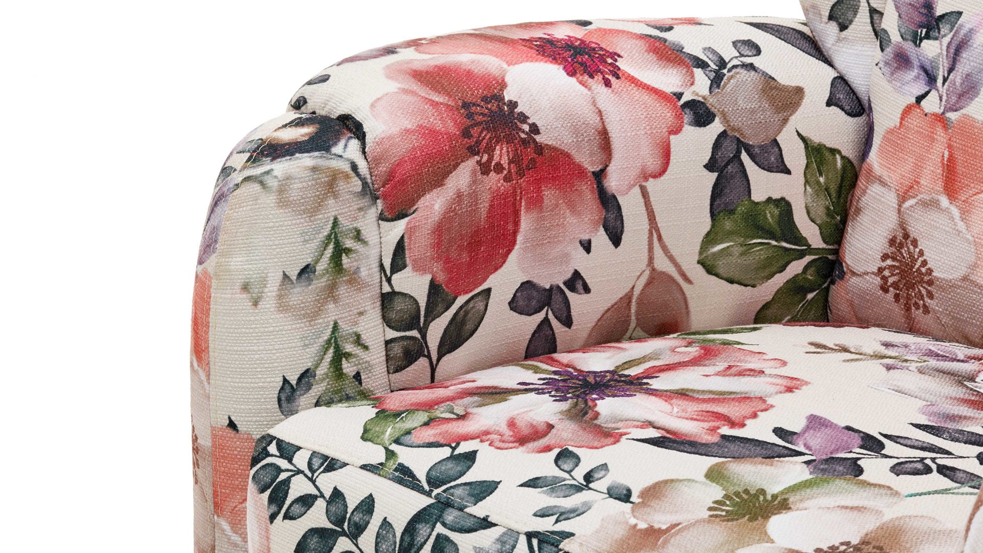 Ohrensessel Steinpol polsteria aus Stoff in Mehrfarbig Ohrensessel mit Funktion floraler Stoffbezug Aster beige & Eiche biancofarbene Holzfüße