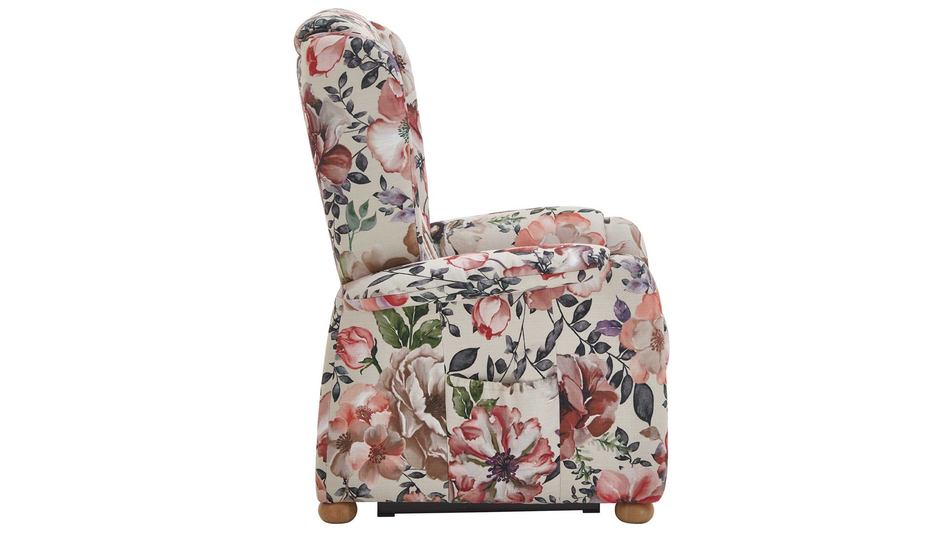 Ohrensessel Steinpol polsteria aus Stoff in Mehrfarbig Ohrensessel mit Funktion floraler Stoffbezug Aster beige & Eiche biancofarbene Holzfüße