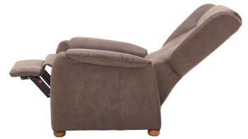 Ohrensessel Steinpol polsteria aus Stoff in Braun Ohrensessel mit manuellen Funktion brauner Stoffbezug Büffel & geölte Eichenholzfüße
