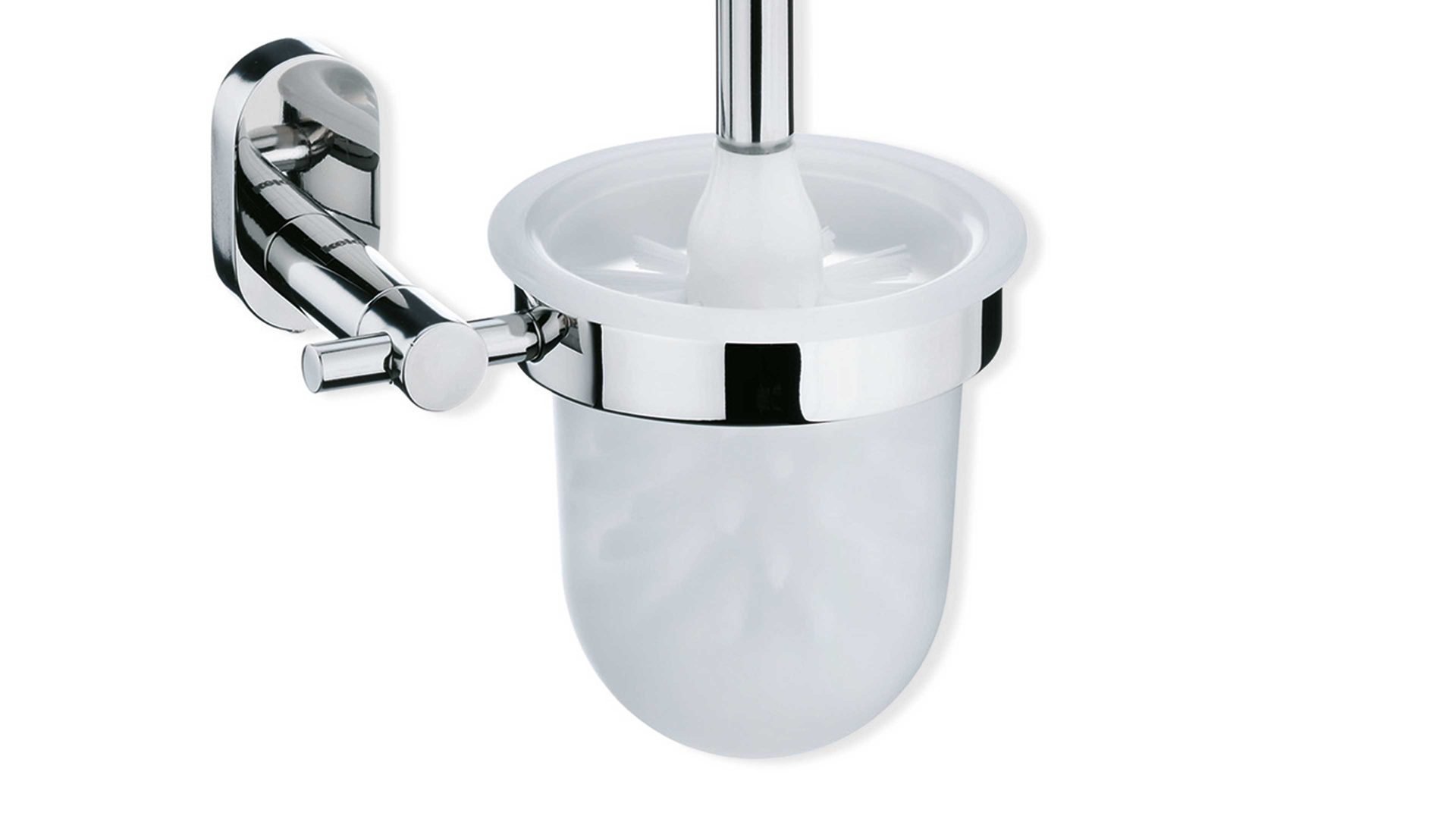 WC-Garnitur Kela | keck & lang aus Glas in Weiß kela Toilettengarnitur Lucido Edelstahl & Glas – ca. 43 cm hoch