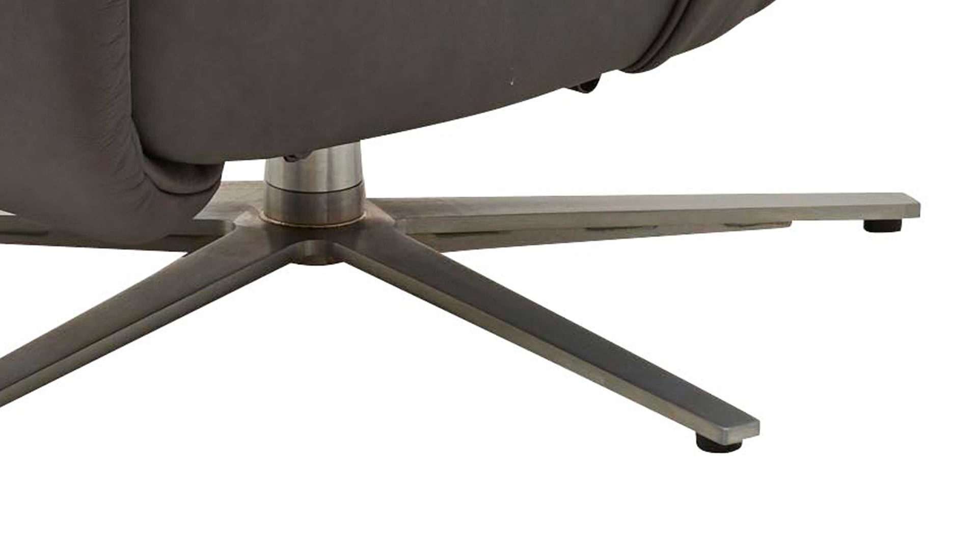 Relaxsessel Interliving aus Leder in Grau Interliving Sessel Serie 4551 – 45U44 colafarbenes LongLife-Leder & edelstahlfarbener Sternfuß – ein Motor