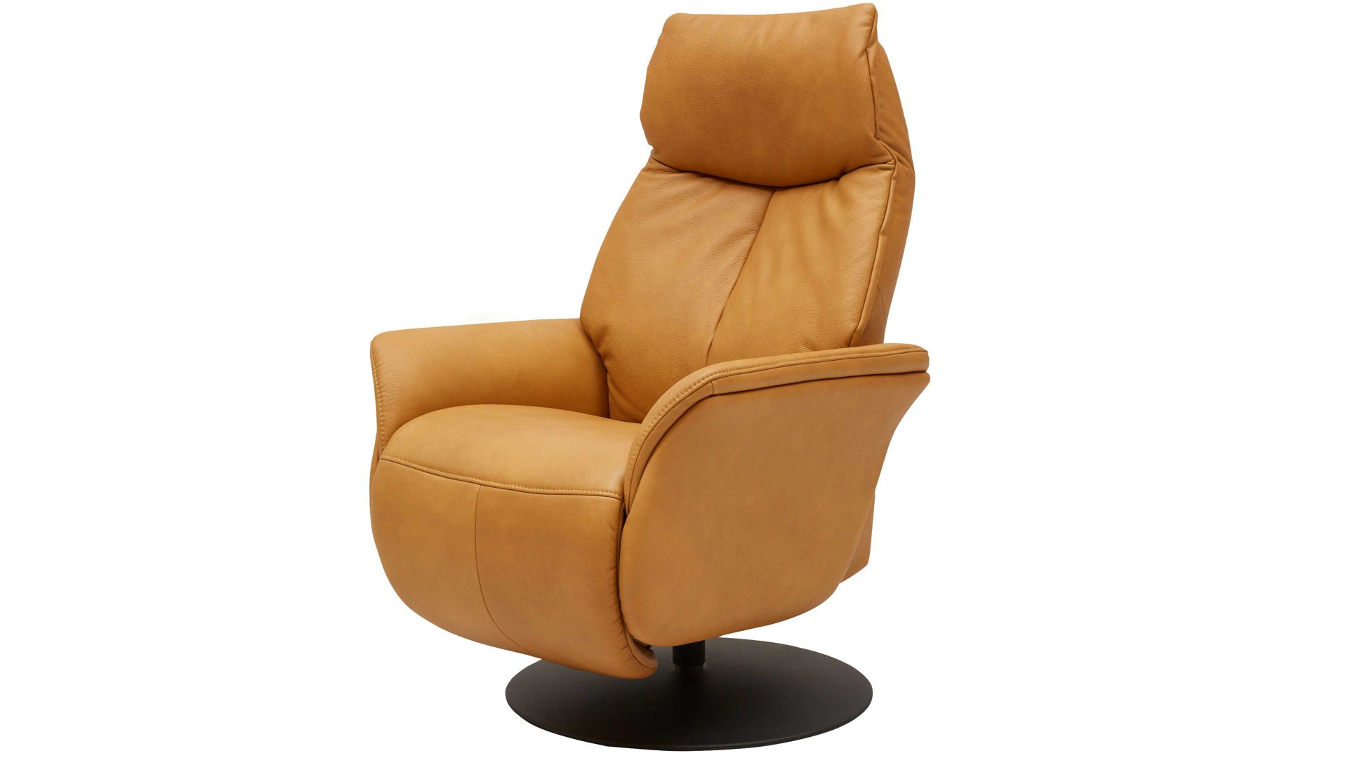 Relaxsessel Interliving aus Leder in Gelb Interliving Sessel Serie 4550 - Sessel manuelle Funktionen - kürbisfarbenes LongLife-Leder & anthrazitfarbener Tellerfuß