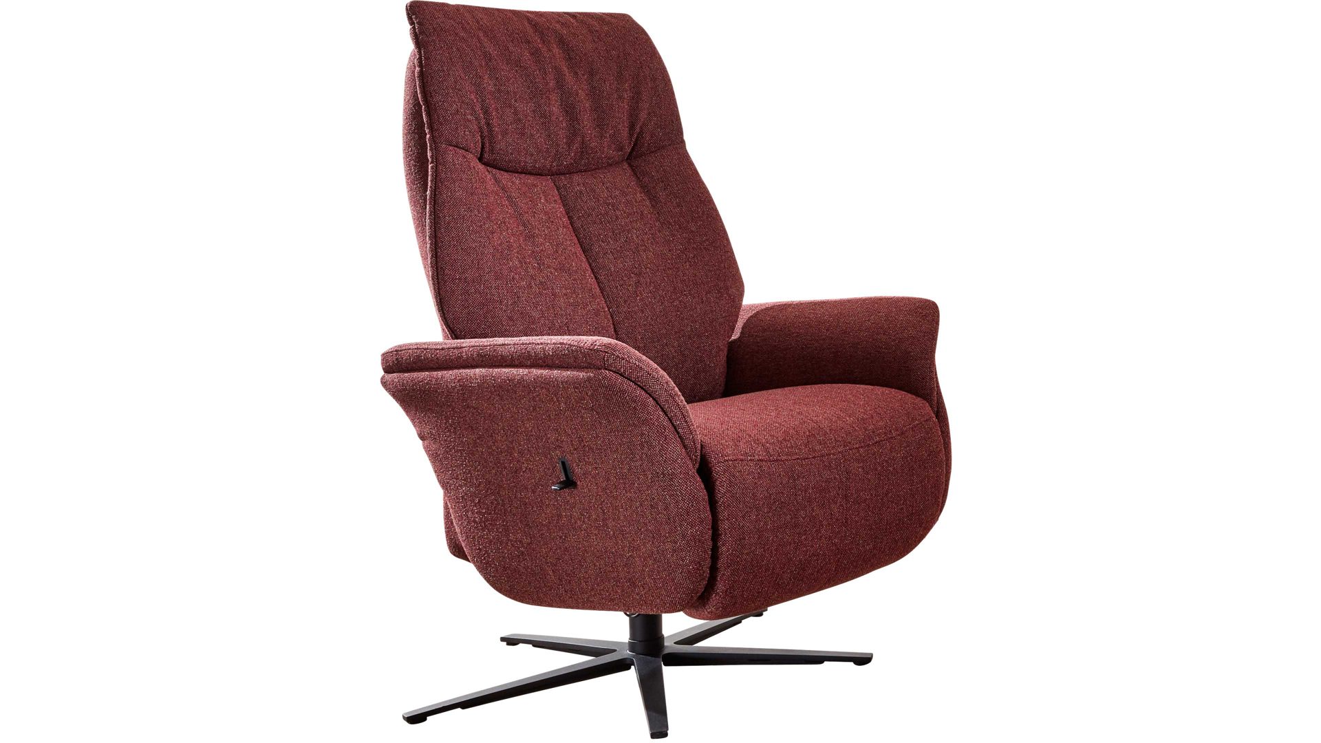 Relaxsessel Interliving aus Stoff in Rot Interliving Sessel Serie 4550 - Sessel 56V12 zwei Motoren - chiantifarbener Melangestoff Q2 & anthrazitfarbener Sternfuß