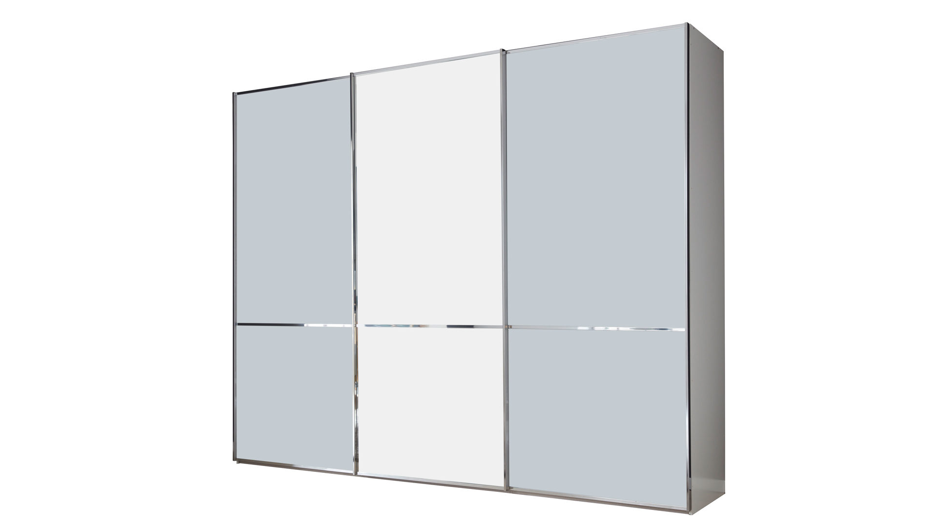 Kleiderschrank Interliving aus Holz in Weiß Interliving Kleiderschrank Serie 1205 – Schwebetürenschrank 512 Weiß & Spiegel – drei Türen, Breite ca. 300 cm