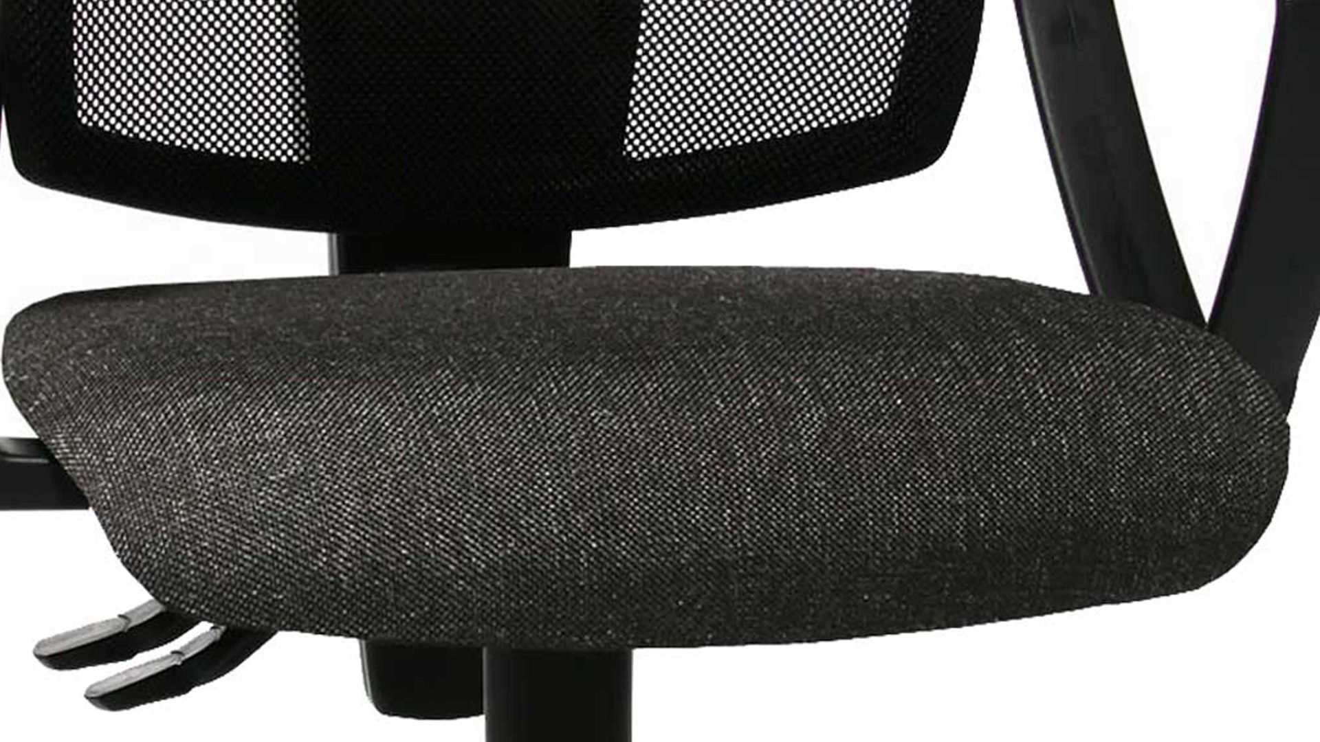 Drehstuhl OrthoSedis aus Stoff in Grau Drehstuhl orthoSedis 20 als ergonomisches Büromöbel anthrazitfarbener Sitzbezug G22 & schwarze Netzbespannung, verchromtes Drehkreuz