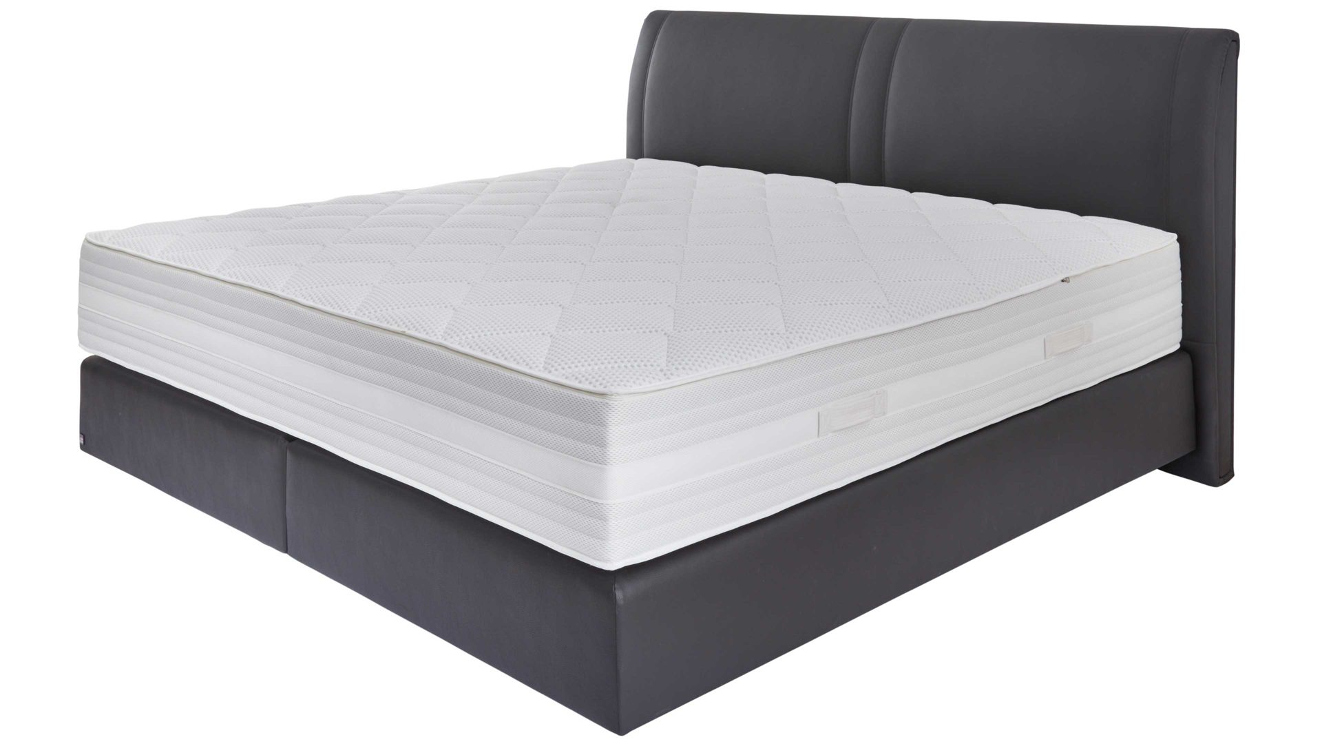 Boxspringbett Interliving aus Stoff in Grau Interliving Boxspringbett Serie 1401 graues Flachgewebe Neo 485400 – Liegefläche ca. 180 x 200 cm