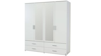 Kleiderschrank Rauch aus Holz in Weiß rauch BLUE Kleiderschrank Rasant - Schlafzimmerschrank Alpinweiß – Breite ca. 168 cm, vier Türen, vier Schubladen