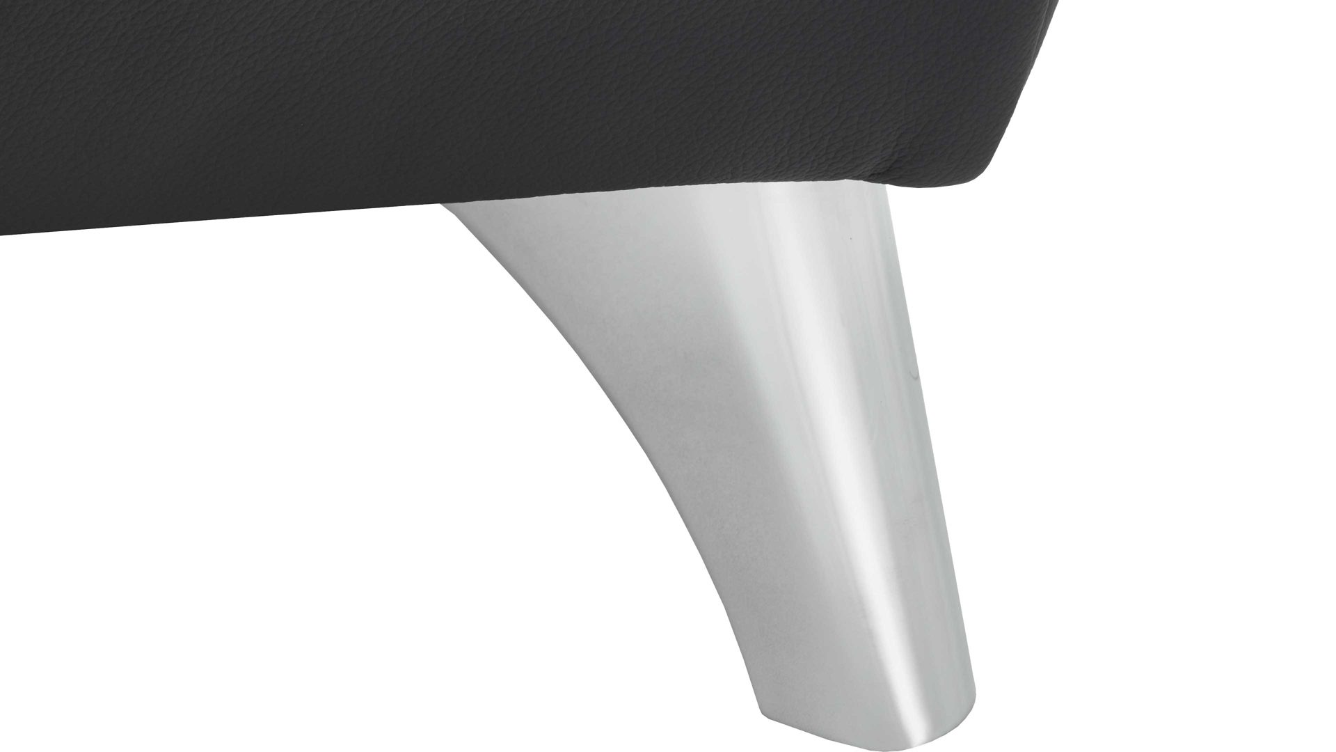 Ecksofa KAWOO aus Leder in Schwarz KAWOO Polsterprogramm Torino - Ecksofa Torino schwarzes Leder Punch & Chromfüße B – Stellfläche ca. 186 x 282 cm