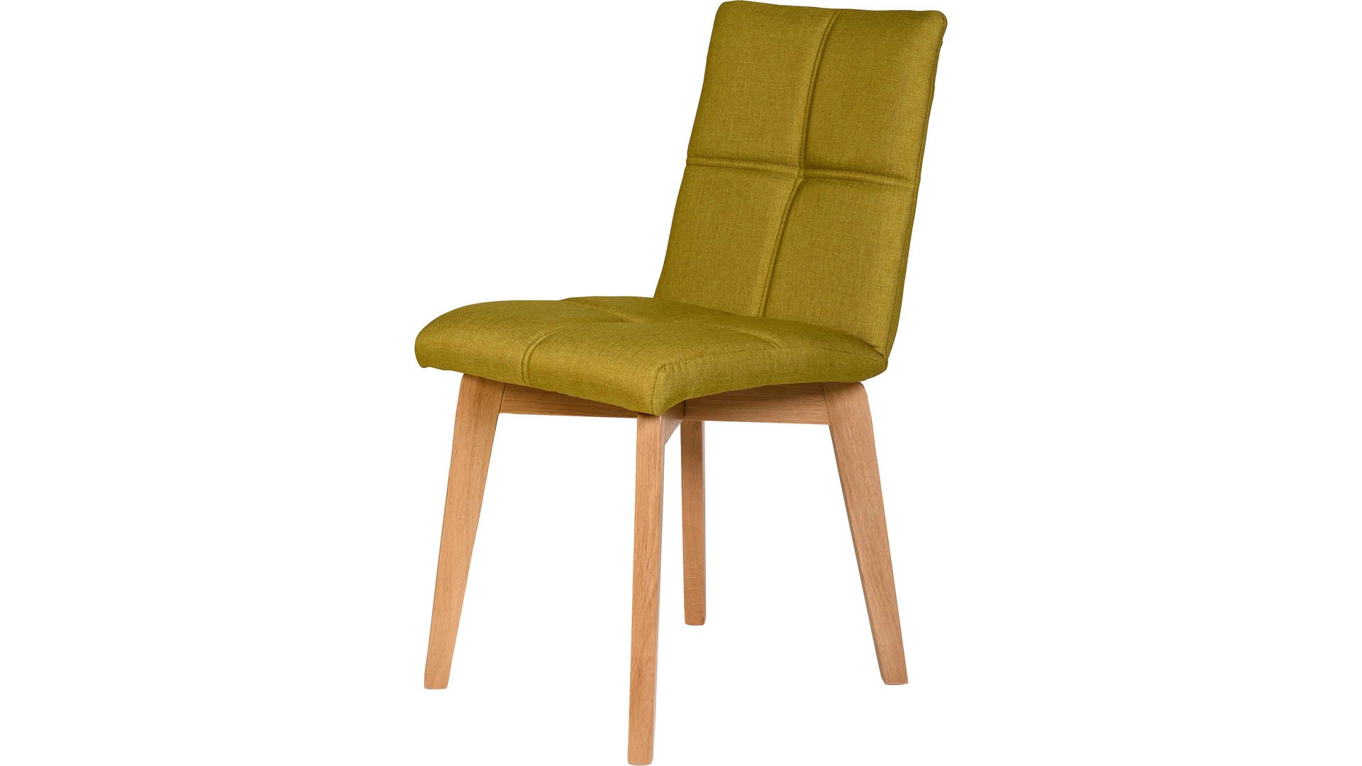 Polsterstuhl Standard furniture factory aus Stoff in Grün Polsterstuhl als bequemes Sitzmöbel lemongrünes Flachgewebe Grand 4003, Schale 2 & naturfarbene Eichenfüße