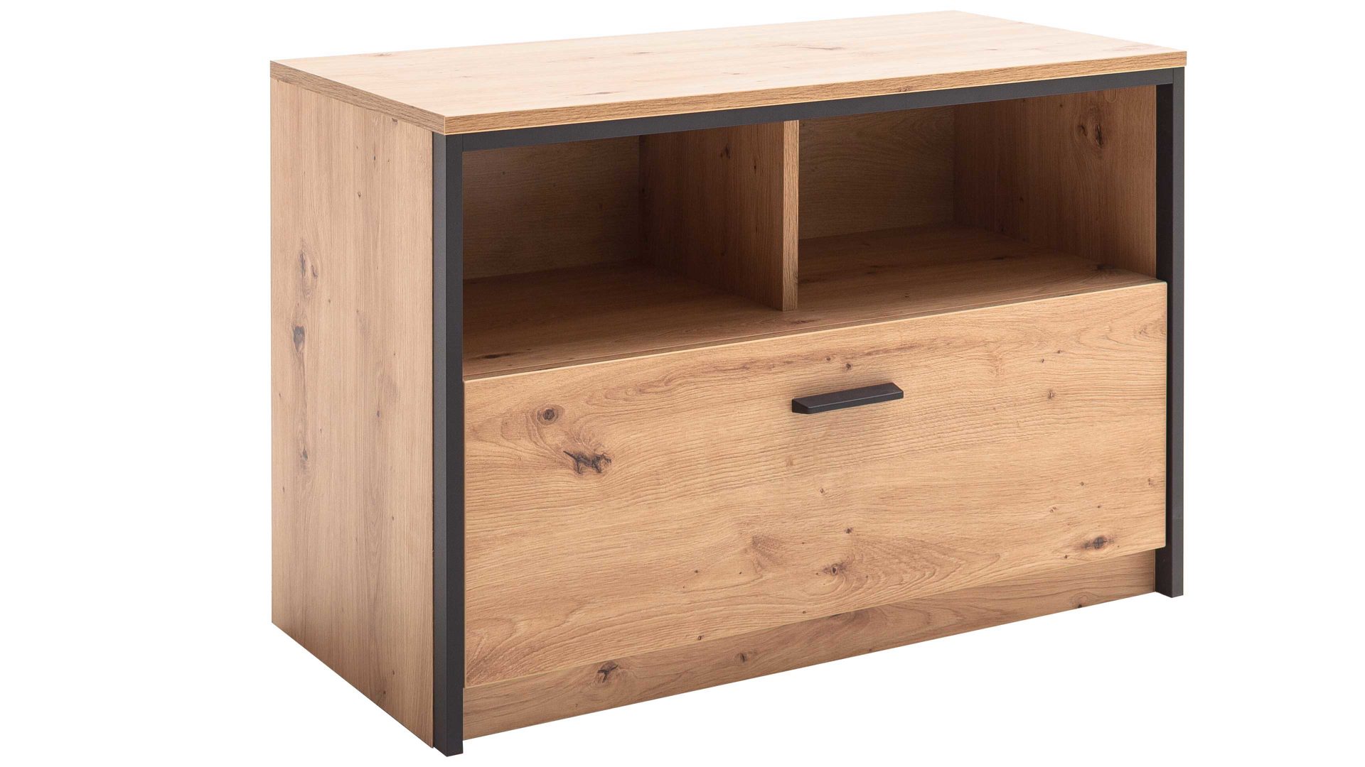 Garderoben-Set Mca furniture aus Holz in Holzfarben Garderobenserie Bergen – Komplett-Set Balkeneiche & Anthrazit – fünfteilig