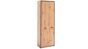 Garderobenschrank Mca furniture aus Holz in Holzfarben Garderobenserie Bergen – Garderobenschrank Balkeneiche & Anthrazit – zwei Türen