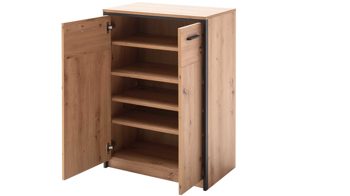 Garderoben-Set Mca furniture aus Holz in Holzfarben Garderobenserie Bergen – Komplett-Set Balkeneiche & Anthrazit – fünfteilig