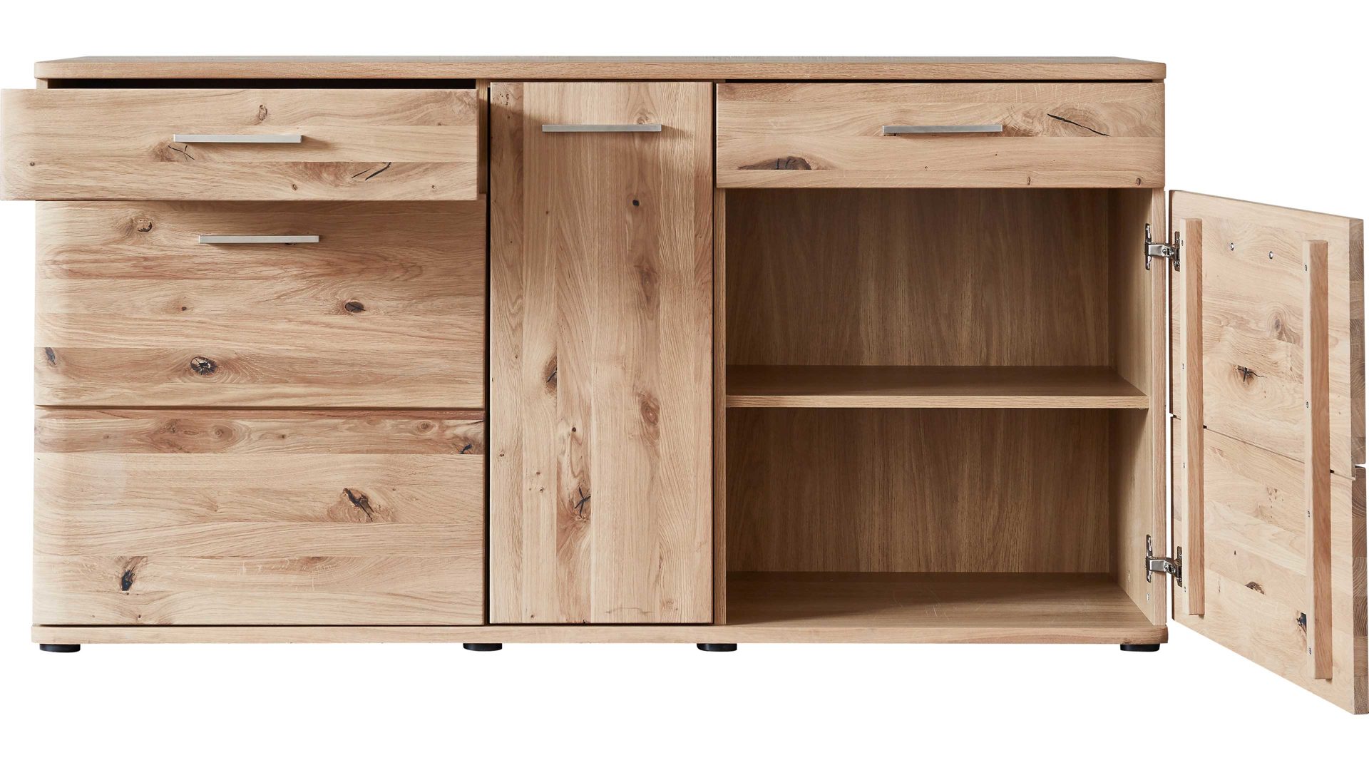 Sideboard Mca direkt aus Holz in Holzfarben Wohnprogramm Santori - Sideboard Eiche & Asteiche – drei Türen, zwei Schubladen