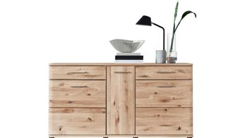 Sideboard Mca direkt aus Holz in Holzfarben Wohnprogramm Santori - Sideboard Eiche & Asteiche – drei Türen, zwei Schubladen