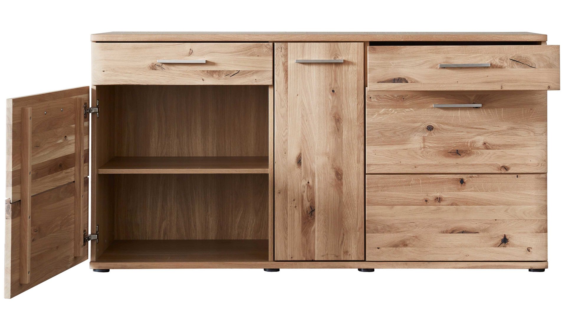 Sideboard Mca furniture aus Holz in Holzfarben Wohnprogramm Santori - Sideboard Eiche & Asteiche – drei Türen, zwei Schubladen