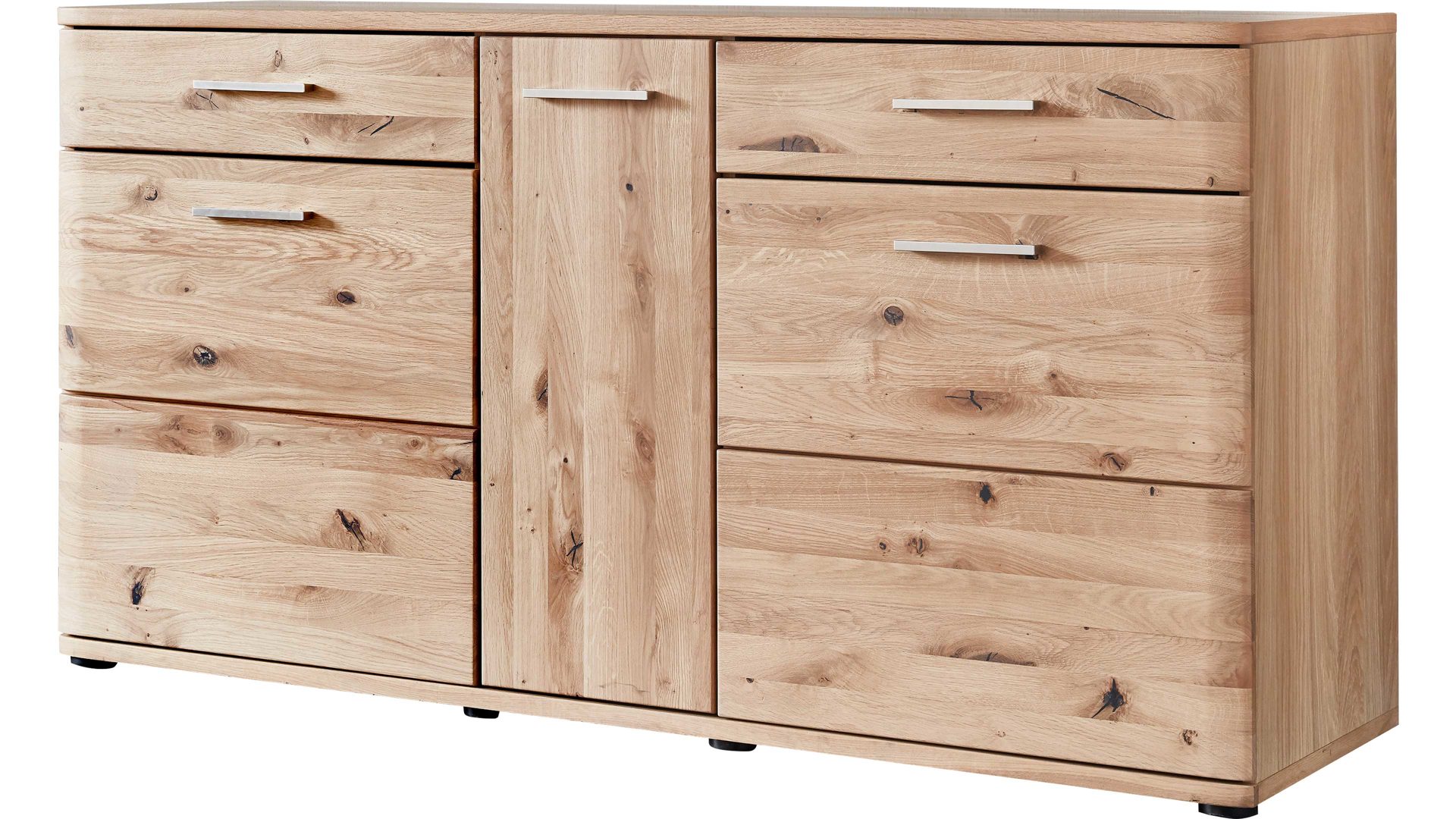 Sideboard Mca direkt aus Holz in Holzfarben Wohnprogramm Santori - Sideboard Eiche & Asteiche – drei Türen, zwei Schubladen