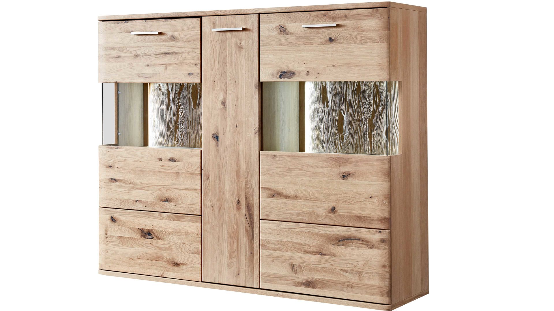 Highboard Mca furniture aus Holz in Holzfarben Wohnprogramm Santori - Highboard Eiche & Asteiche – drei Türen