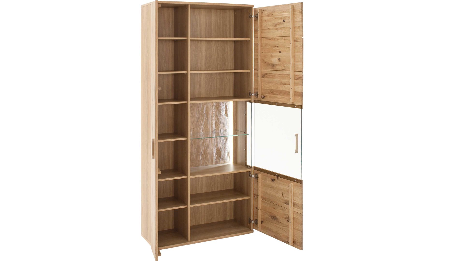 Vitrine Mca furniture aus Holz in Holzfarben Wohnprogramm Santori - Kombivitrine Eiche & Asteiche – zwei Türen