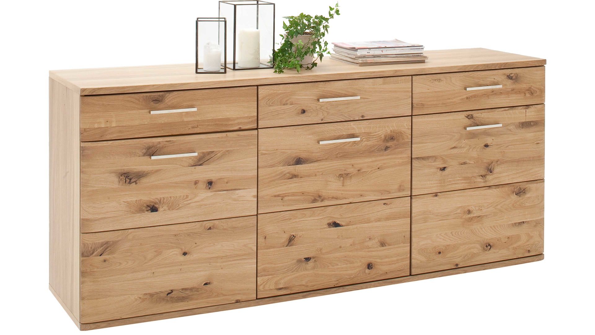 Sideboard Mca direkt aus Holz in Holzfarben Wohnprogramm Santori - Sideboard Eiche & Asteiche – drei Türen, zwei Schubladen