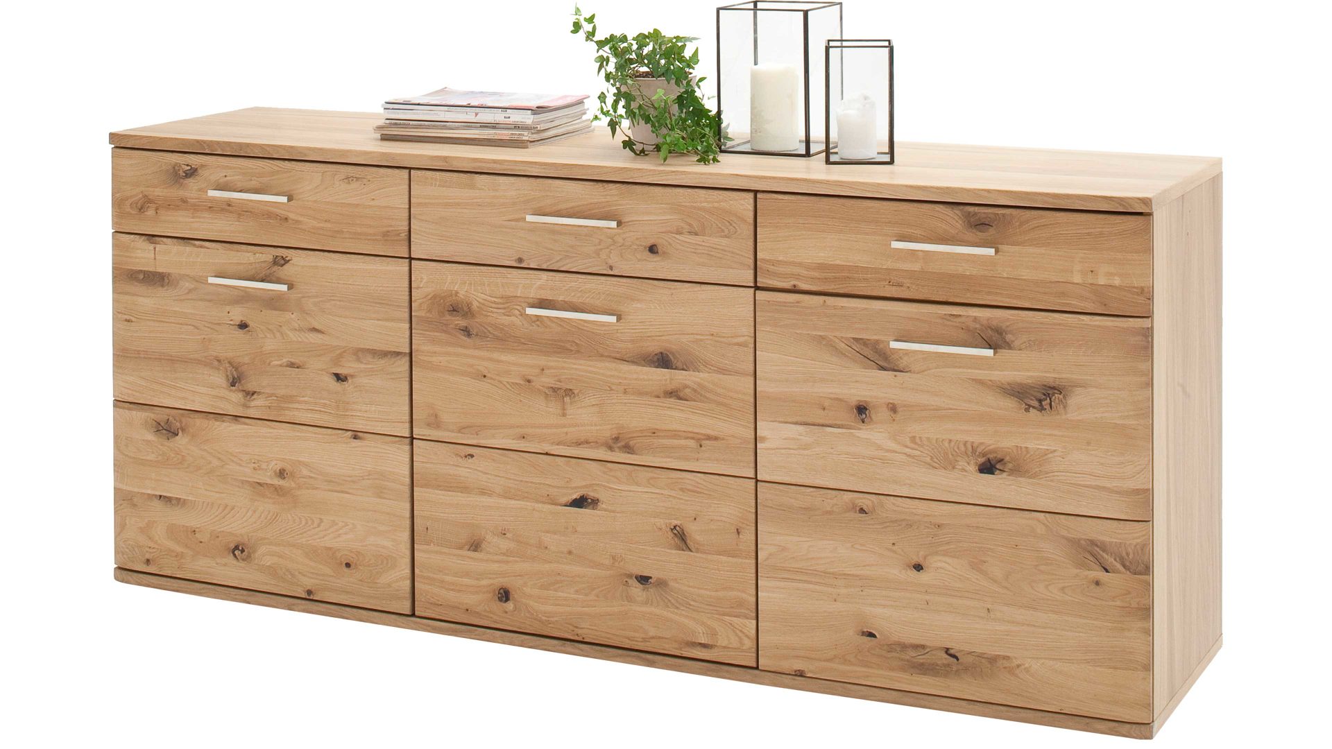 Sideboard Mca direkt aus Holz in Holzfarben Wohnprogramm Santori - Sideboard Eiche & Asteiche – drei Türen, zwei Schubladen