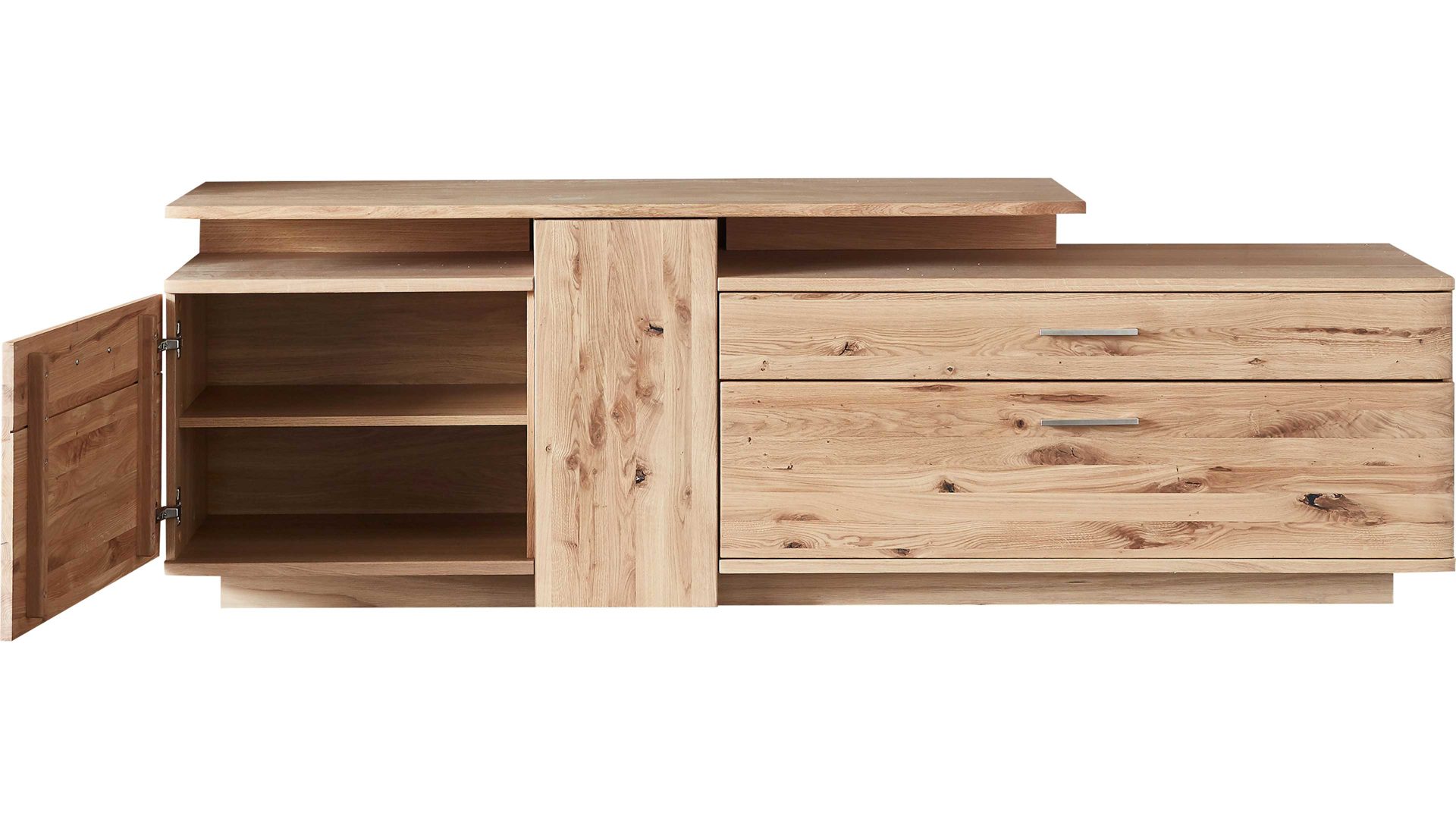 Lowboard Mca direkt aus Holz in Holzfarben Wohnprogramm Santori - Medien-Lowboard Eiche & Asteiche – drei Türen, zwei Fächer- Breite ca. 210 cm