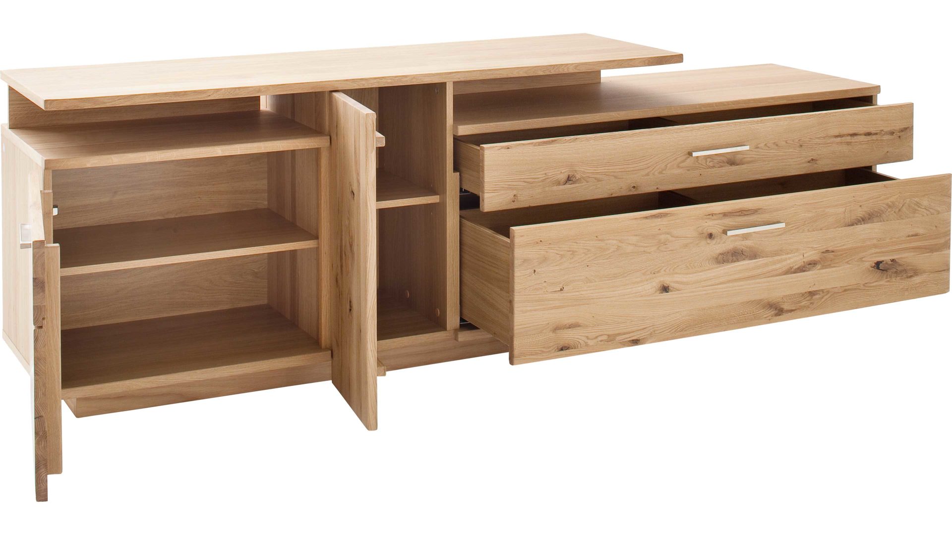 Lowboard Mca furniture aus Holz in Holzfarben Wohnprogramm Santori - Medien-Lowboard Eiche & Asteiche – drei Türen, zwei Fächer- Breite ca. 210 cm