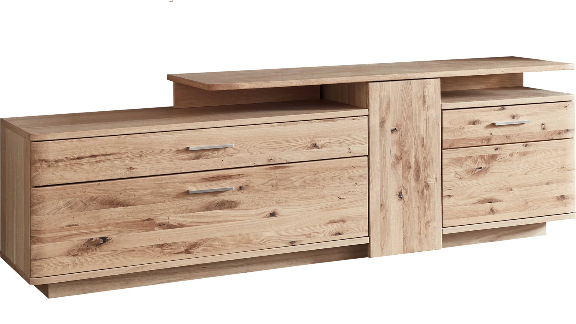 Lowboard Mca furniture aus Holz in Holzfarben Wohnprogramm Santori - Medien-Lowboard Eiche & Asteiche – drei Türen, zwei Fächer