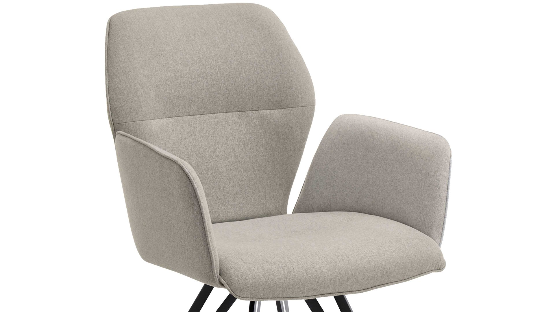 Vierfußstuhl Niehoff sitzmoebel aus Stoff in Hellgrau NIEHOFF SITZMÖBEL Armlehnstuhl Merlot silberfarbener Webstoff Venice 859 & schwarzer Stahl