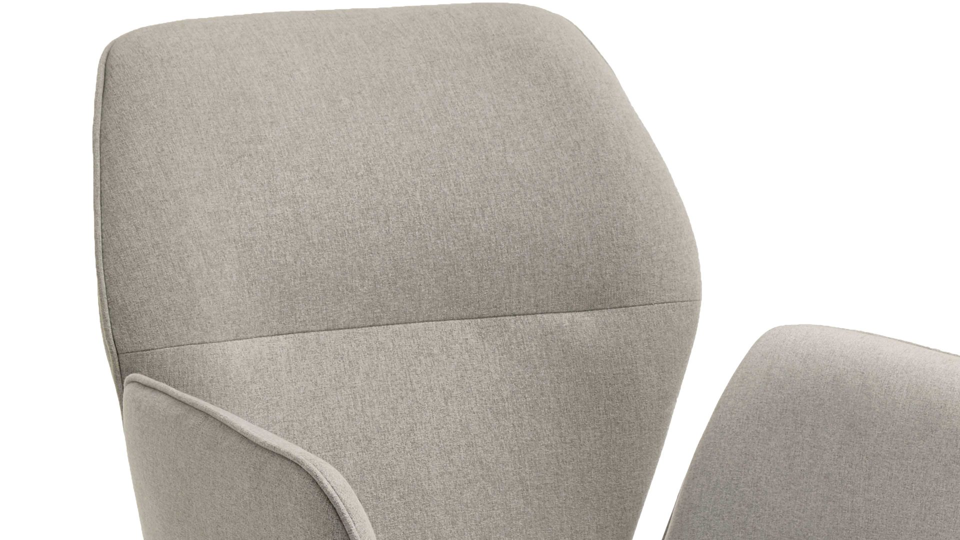 Vierfußstuhl Niehoff sitzmoebel aus Stoff in Hellgrau NIEHOFF SITZMÖBEL Armlehnstuhl Merlot silberfarbener Webstoff Venice 859 & schwarzer Stahl