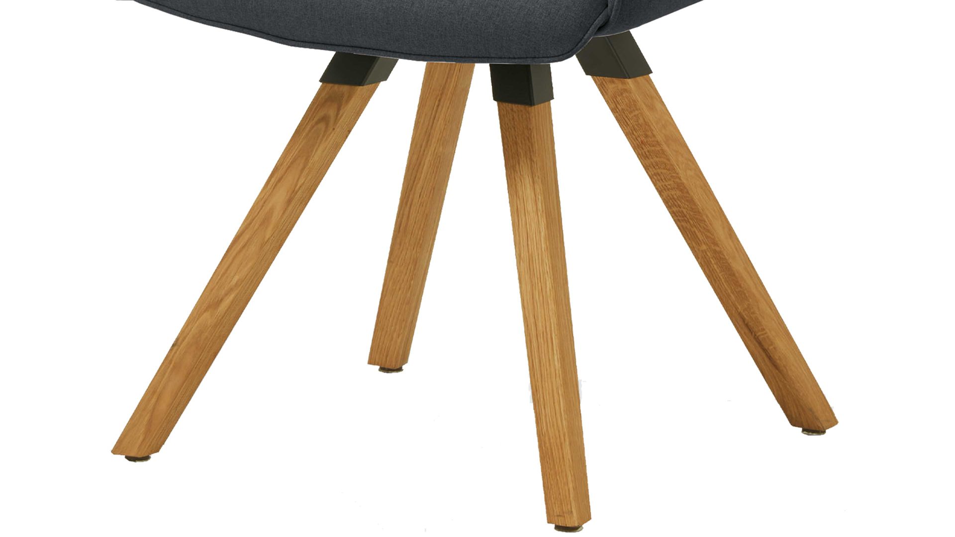 Vierfußstuhl Niehoff sitzmoebel aus Stoff in Dunkelgrau NIEHOFF SITZMÖBEL Armlehnstuhl Merlot Rückholfunktion - graphitfarbener Webstoff Venice 850 & Wildeiche