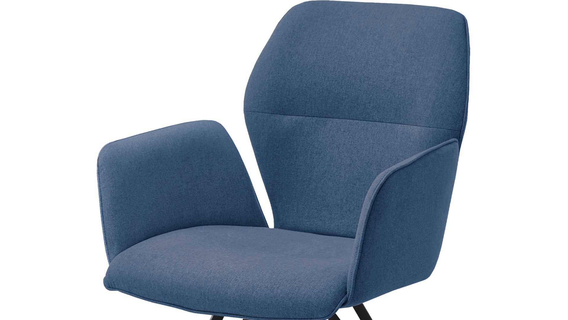 Vierfußstuhl Niehoff sitzmoebel aus Stoff in Blau NIEHOFF SITZMÖBEL Armlehnstuhl Merlot Rückholfunktion - blauer Webstoff Venice 854 & schwarzes Eisen