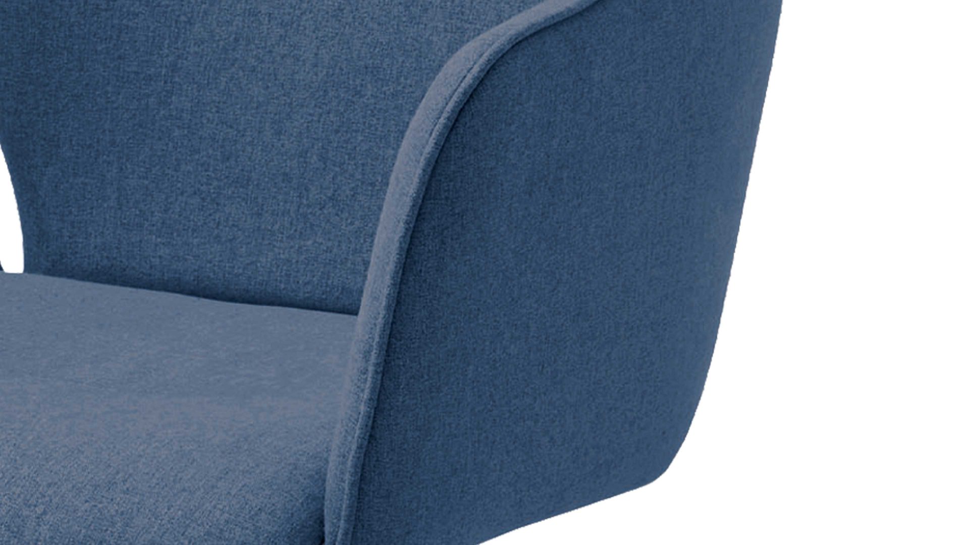 Vierfußstuhl Niehoff sitzmoebel aus Stoff in Blau NIEHOFF SITZMÖBEL Armlehnstuhl Merlot Rückholfunktion - blauer Webstoff Venice 854 & schwarzes Eisen