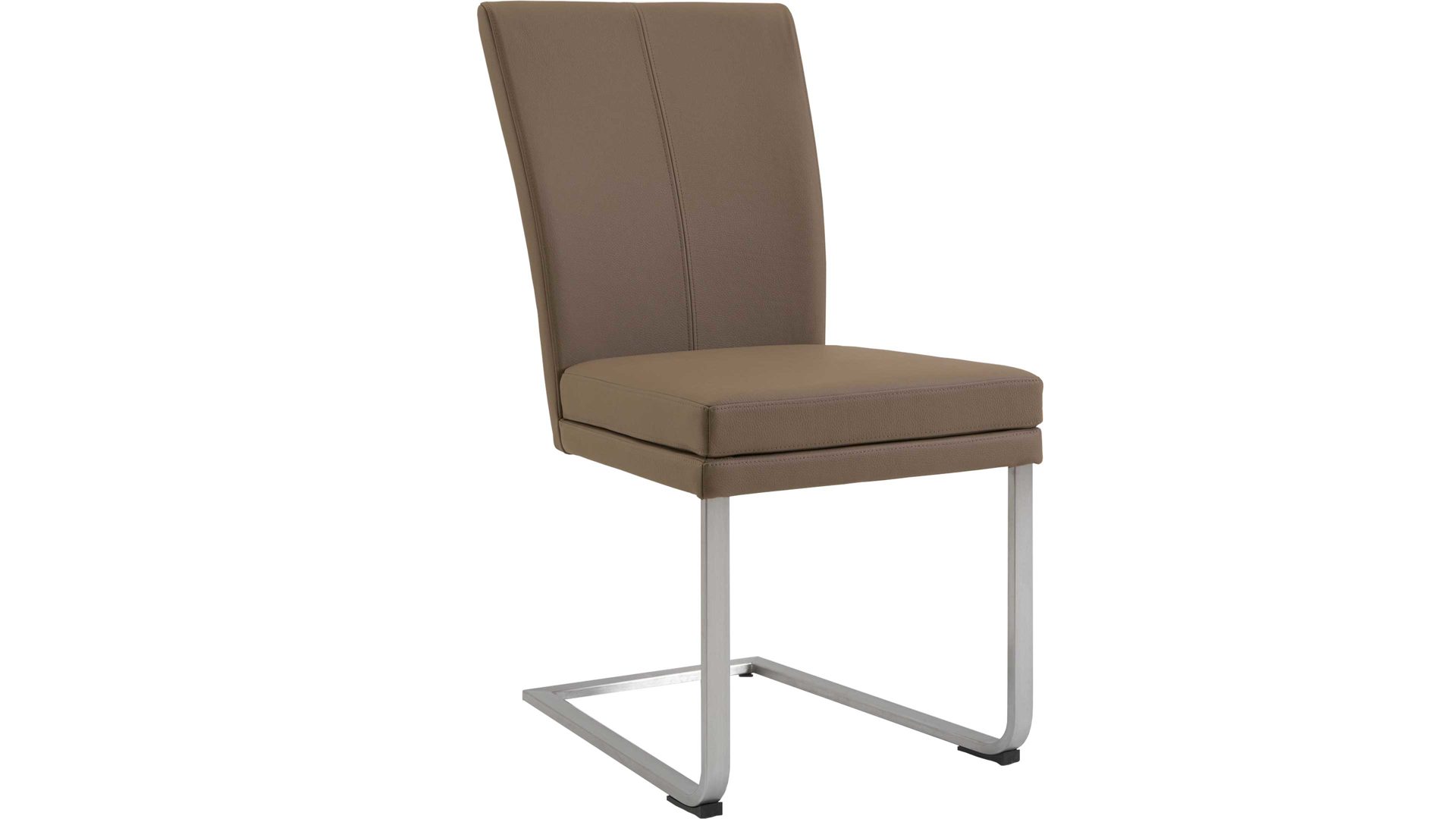 Schwingstuhl laVie aus Leder in Hellbraun laVie Schwingstuhl Color-Line als vielseitiges Sitzmöbel steinfarbenes Leder Napoli 989 & gebürsteter Edelstahl