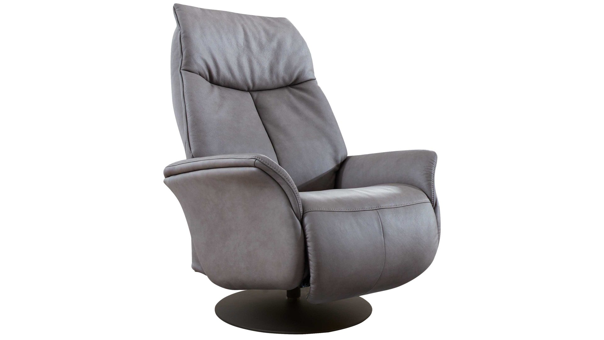 Relaxsessel Interliving aus Leder in Grau Interliving Sessel Serie 4550 - Sessel zwei Motoren & Aufstehhilfe - titanfarbenes LongLife-Leder & anthrazitfarbener Tellerfuß