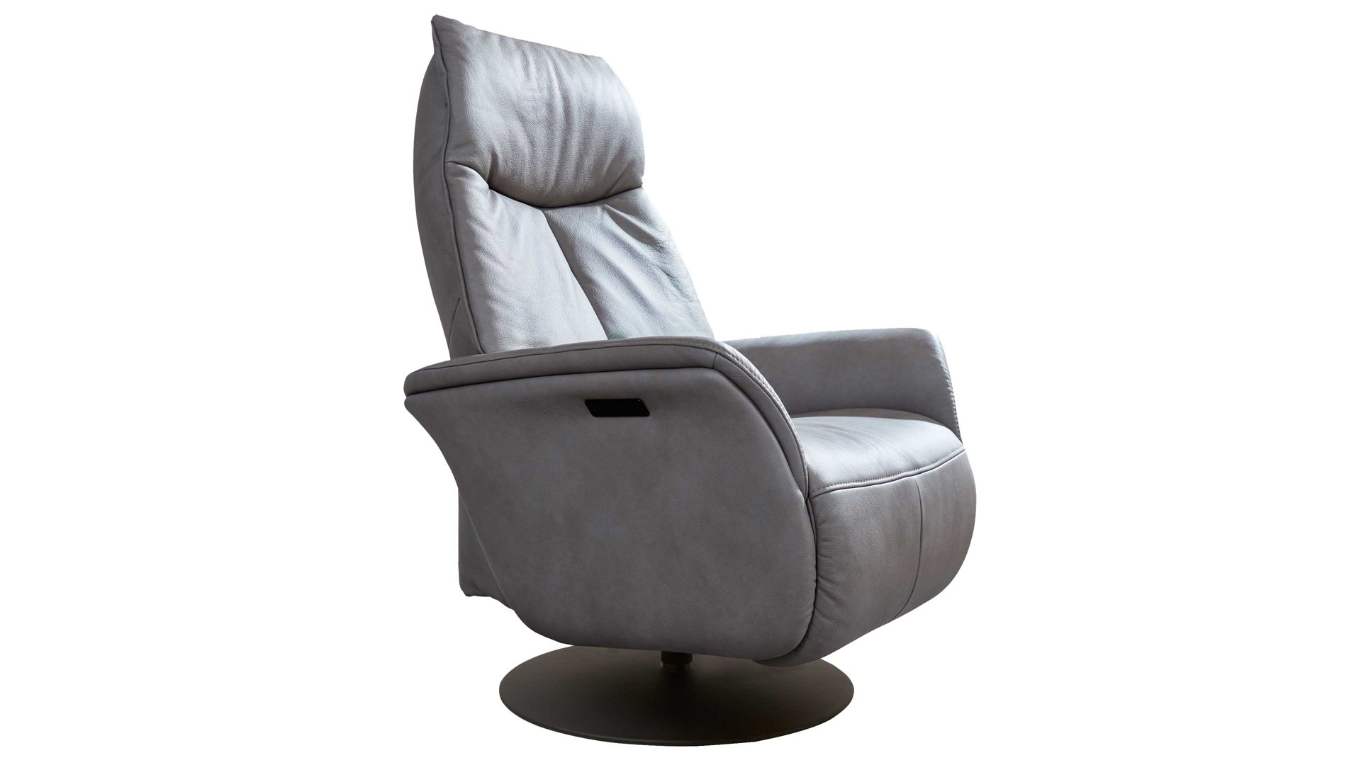 Relaxsessel Interliving aus Leder in Grau Interliving Sessel Serie 4550 - Sessel 77O44 zwei Motoren & Aufstehhilfe - titanfarbenes LongLife-Leder & anthrazitfarbener Tellerfuß