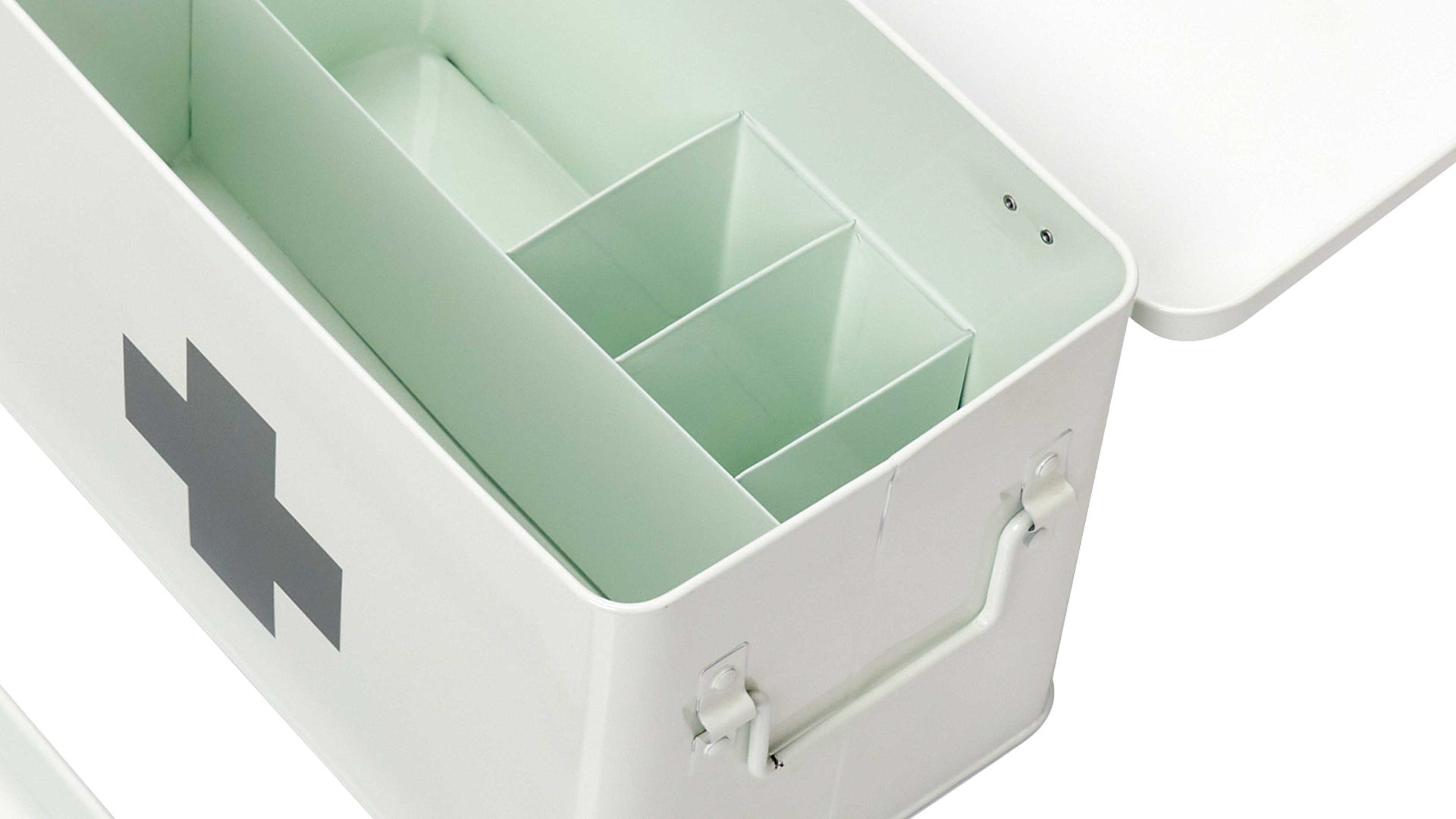 Ordnungsbox Zeller present aus Metall in Weiß Metall-Medizinbox weißes Metall - ca. 20 x 20 cm