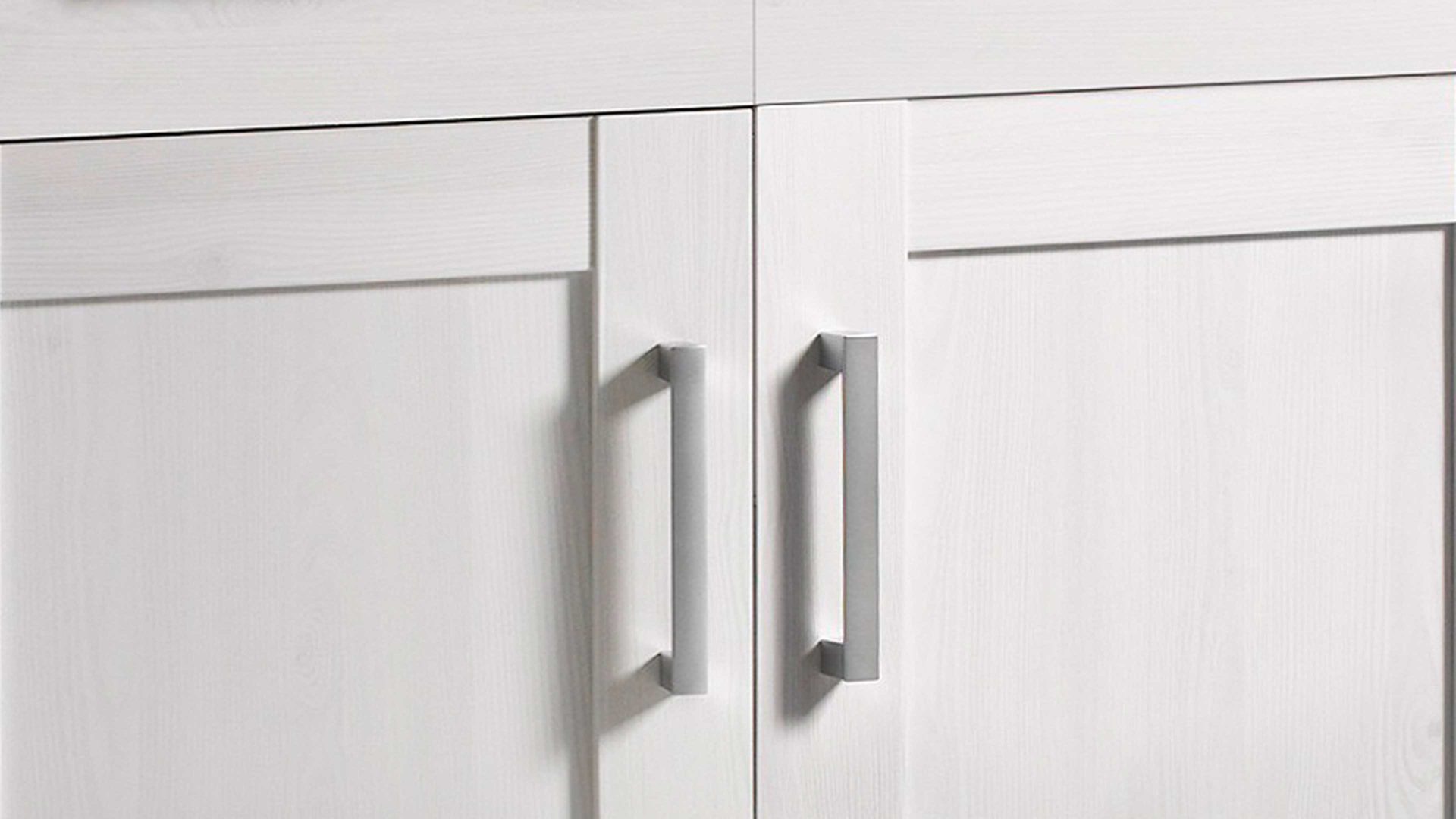 Sideboard Hbz meble aus Holz in Weiß Sideboard Romance Sibiu Lärche & San Remo hell – drei Türen, drei Schubladen