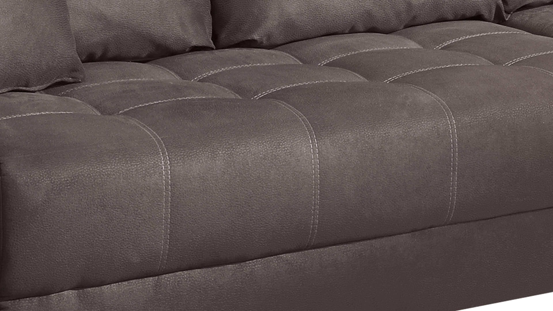 Ecksofa KAWOO aus Stoff in Dunkelbraun KAWOO Ecksofa Merlin mit Nosagunterfederung brauner Bezug Hero 15 & silberfarbene Holzfüße – Stellfläche ca. 262 x 200 cm