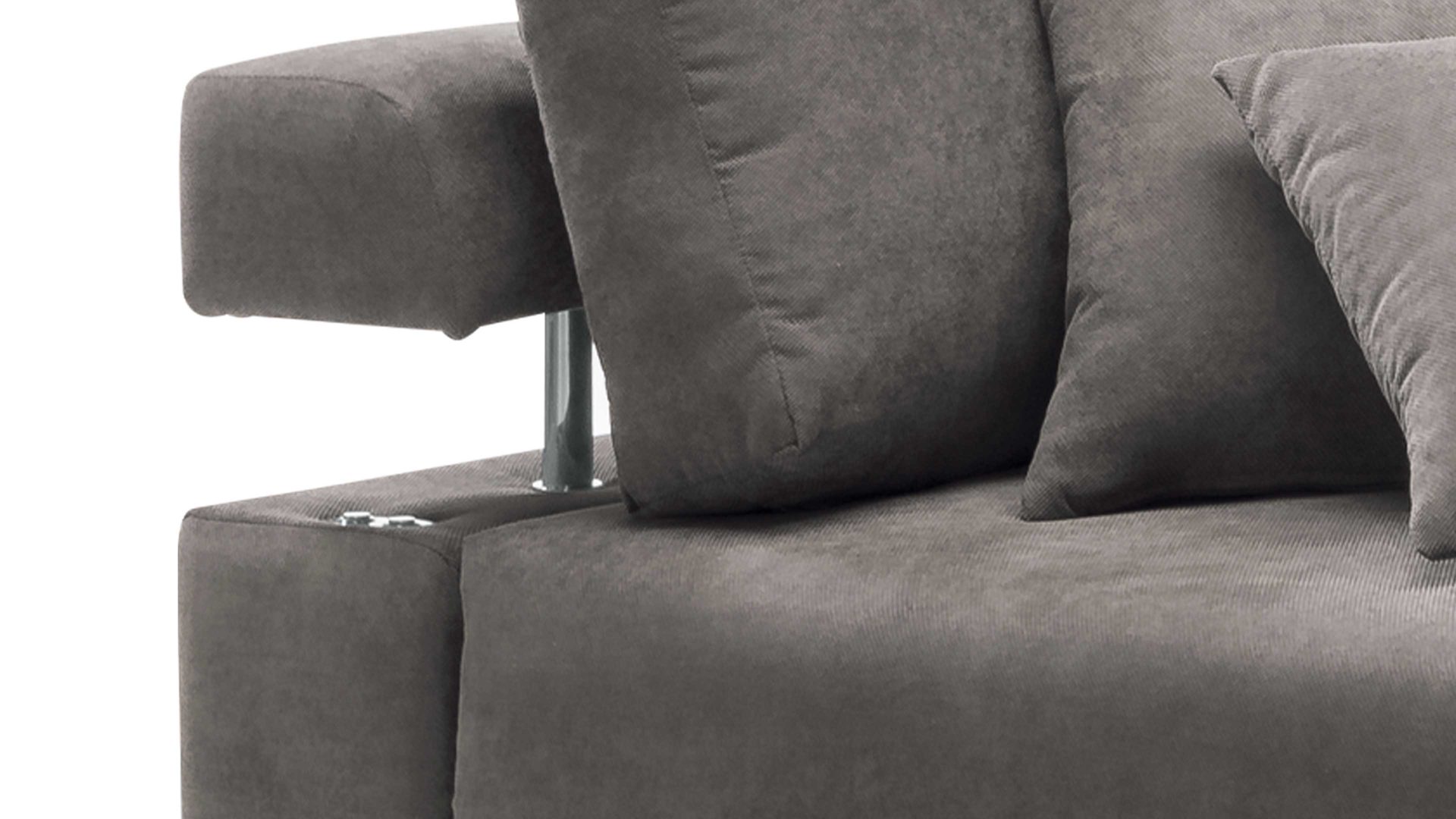 Ecksofa KAWOO aus Stoff in Dunkelgrau KAWOO Polstermöbel Serie Dream - Ecksofa bzw. Polsterecke grauer Bezug Sun 95 & Metallfüße – Stellfläche ca. 270 x 224 cm